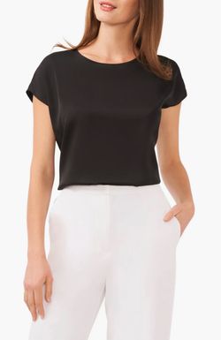 Halogen black chiffon dolman sleeve keyhole back blouse, size 1X