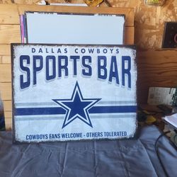 Cowboys Sports Bar Metal Sign 13"x16"
