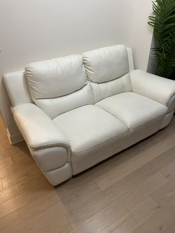 White Italian Leather Love Seat