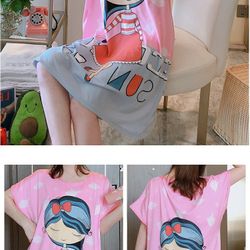 Women Girls Cotton Sleepwear Pajamas Sets Cartoon Printing Suit Cute XXL