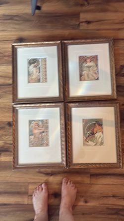 : Set of 4 Framed Alphonse Mucha Prints (Z Gallerie)