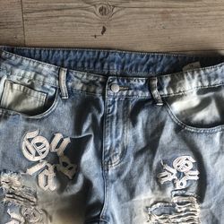 Out of control blue denim jeans