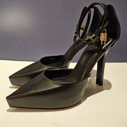 Givenchy EUR 37 US 7 G-lock black ankle strap pointy platform heel pump
