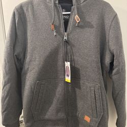 BRAND NEW WITH TAGS NEVER WORN Gray Grey Buffalo David Bitton Fleece Lined Zip Up Hoodie Size S Small