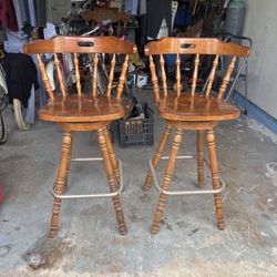 Vintage Farmhouse Swivel Bar Stools – Pair