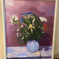 Signed original floral painting w/artist signature