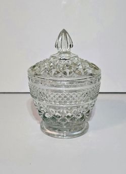 Anchor Hocking Wexford Glass Footed Sugar Bowl 5.5" Clear Pressed Glassware