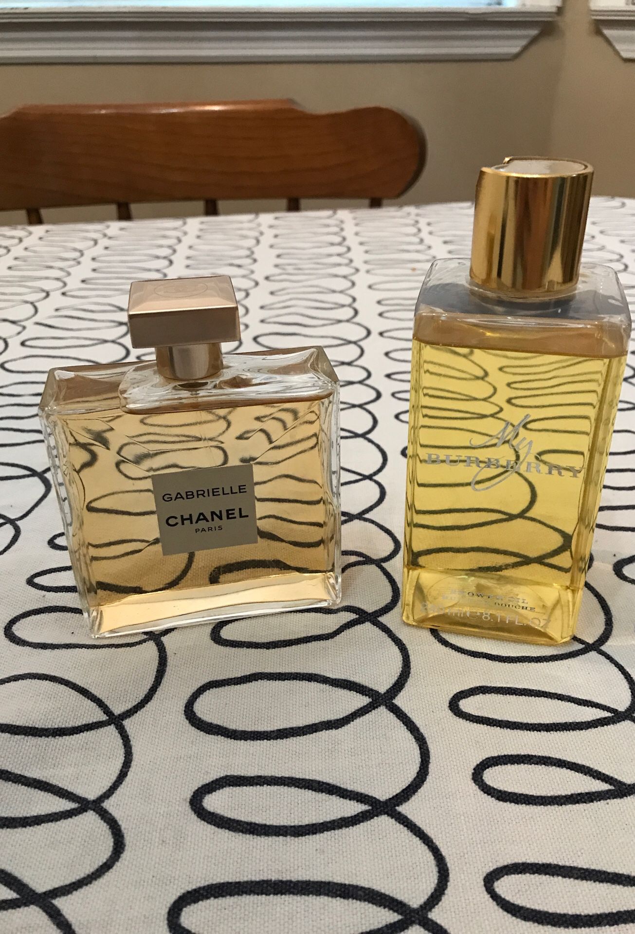 Chanel Gabrielle perfume and My Burberry shower oil