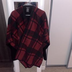 Plaid Red Poncho