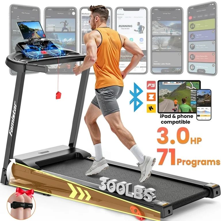 Famistar 3.0HP Folding Treadmill for Home w/ APP Control, 300lbs Capacity, Adjustable Incline T70