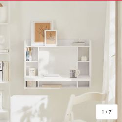 New in box - Haotian FWT18-W, Wall-mounted Table Desk with Shelves and Drawers White 