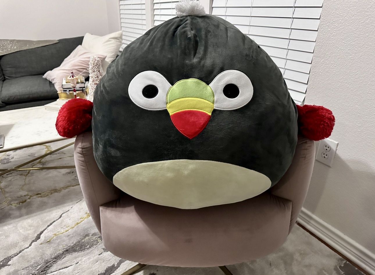 GIANT JUMBO 24" SQUISHMALLOW TITO The TOUCAN Extra Large Black, Red, Yellow, Cream Stuffed Bird