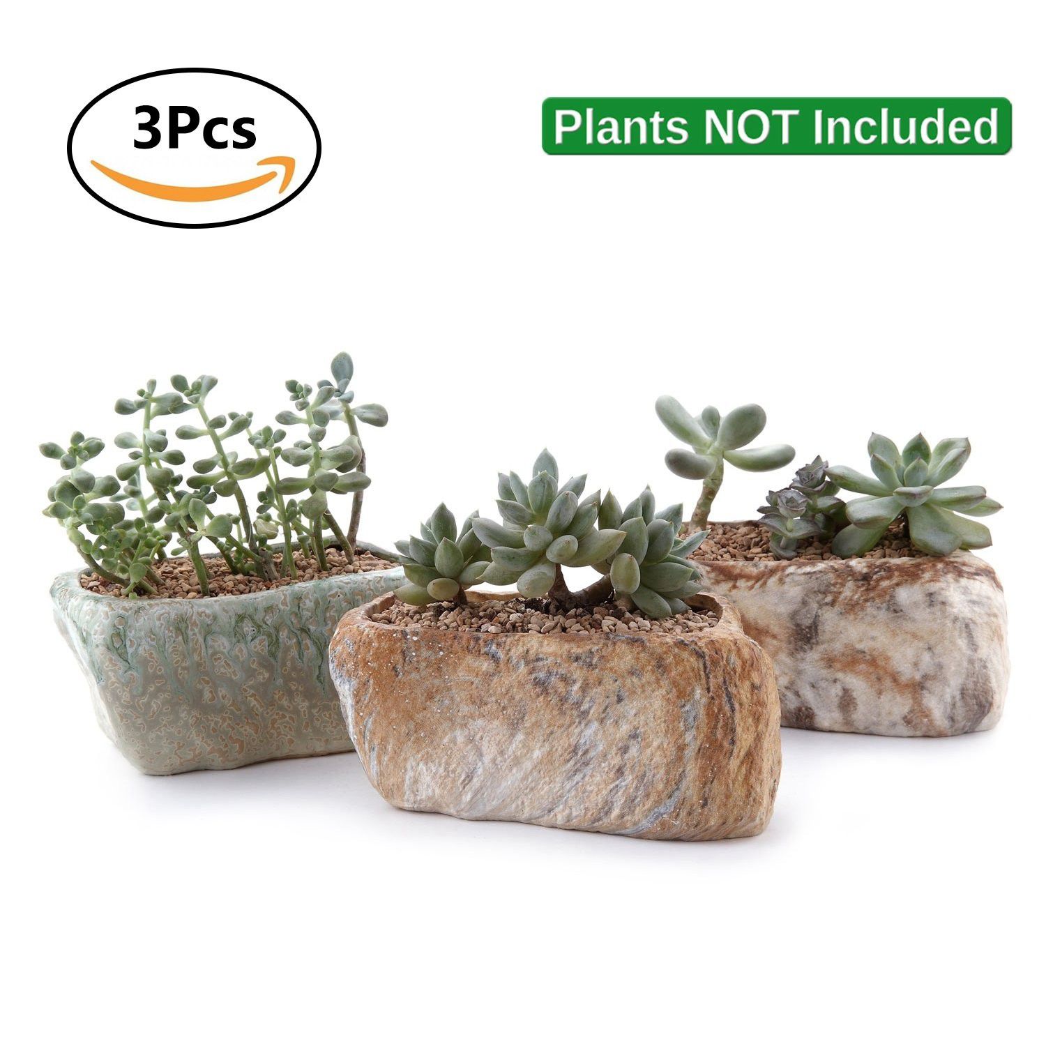 3 New Distinctive Stone Shape Plant Pots