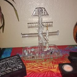 Jewelry Organizer With Some Rings And Earrings Included 