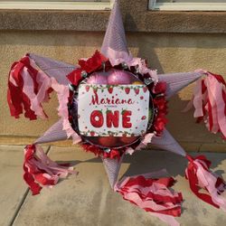 Strawberry Star Pinata With Balls