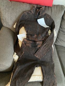 Acid Wash Ribbed Two-Piece Set
