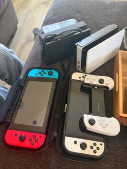 Nintendo switch with games and chargers