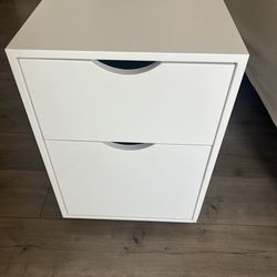 On wheels white metal file cabinet