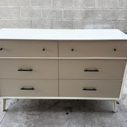 West Elm Mid century Modern Solid Wood White Dresser 