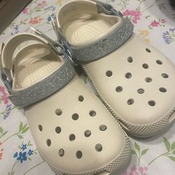 Crocs Classic All-Terrain Glitter Strap Clogs Size J5