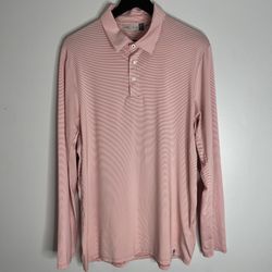 Kjus Soren Mélange Stripe Long Sleeve Polo Golf Shirt Mens Large 52 Red