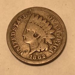 1862 Indian Head Penny (variety 2 copper w/Sheild)