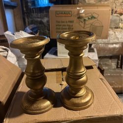 Wedding 18 8” vintage brass candle pillar holders NEGOTIABLE