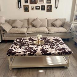 Rustic Cowhide Tufted Coffee Table / Ottoman
