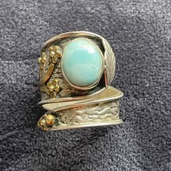 Blue Larimar Sterling Silver Ring  