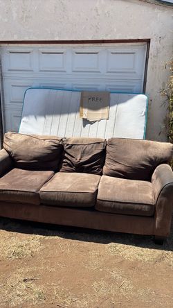 Free Brown 3-Seat Fabric Sofa and mattress