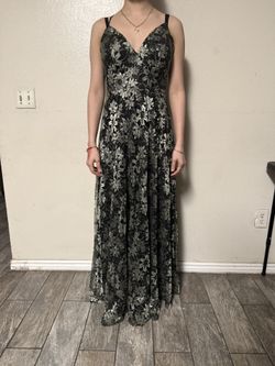 Beautiful Long Black Dress With Flowers
