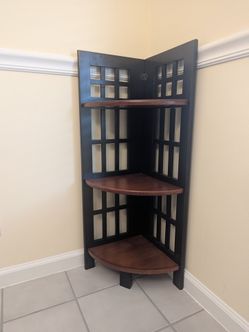 3 - Tier dark wood corner shelf