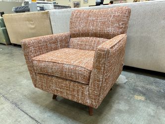 LA-Z-BOY Orange and Cream Boucle Fabric Swivel Armchair (AS IS, Damaged Side)