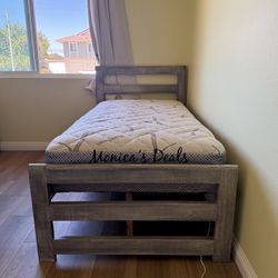 Twin Solid Wood Bed With Mattress $340