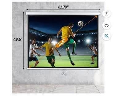 New Projector Screen 72” 4:3 HD PVC Manual Projection Screen Home Theater Office White