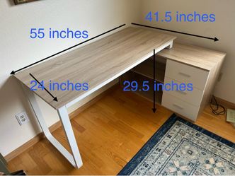 Work Desk with Drawers and Bookshelves