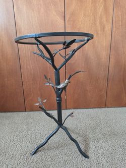 Pier 1 Glass Top Accent Side Table - Metal Tree & Bird Design