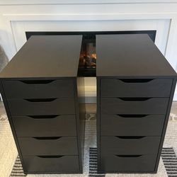 2 - IKEA ALEX 5 Drawer Units Black/Brown