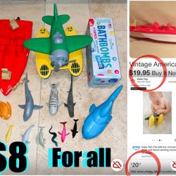 $8 For All Floating Toys :Green toys airplane toy,American plastic toy boat,sea creatures,bathboms
