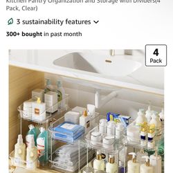 Delamu 2-Tier Under Sink Organizers and Storage, Multi-Purpose Stackable Bathroom Cabinet organizers, Pull Out Kitchen Pantry Organization and Storage