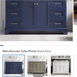 allen + roth Roveland 48-in Royal Navy Undermount Single Sink Bathroom Vanity with Marble top