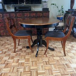 SMALL ROUND PEDESTAL TABLE  & 2 CHAIRS