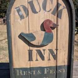 Vintage Wooden Duck Inn Lodge Sign 25.5" Rustic Cabin Wall Decor

