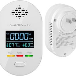 Carbon Monoxide Detectors,Plug in CO and Natural Gas Detector, Combination Gas & Carbon Monoxide Detectors for Travel with Temperature Humidity Displa