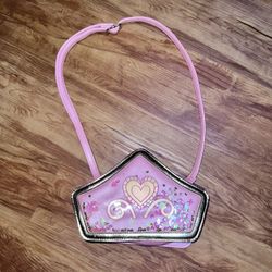 Disney Store Princess Girl Pink Tiara Aurora Crown Shaped Crossbody Purse With S