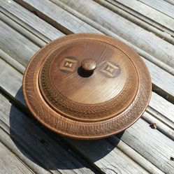 Antique inlaid carved wooden Bowl