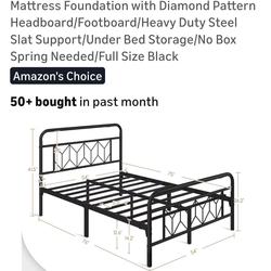 Bed frame, full size, metal