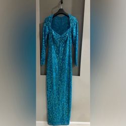 SHO BY TADASHI SHOJI Sequin Column Gown in Sea Breeze As/Sn on Days of our lives. Size 10