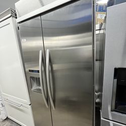 Stainless Steel KitchenAid Built in Side By Side 36” Fridge 