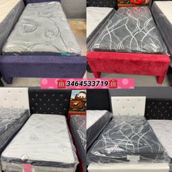 Twin Bed Frame With Mattress Set 